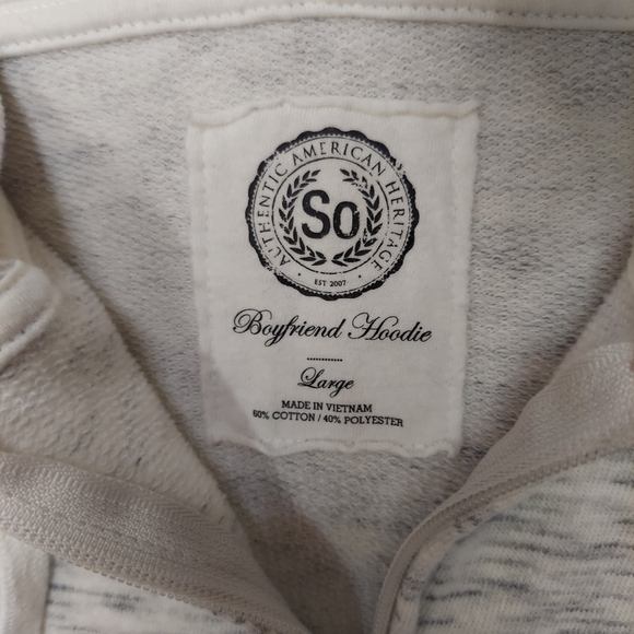 SO Full Zip Hoodie Colorblock Light Gray Heather & Teal Size Large Sweatshirt - Picture 8 of 14